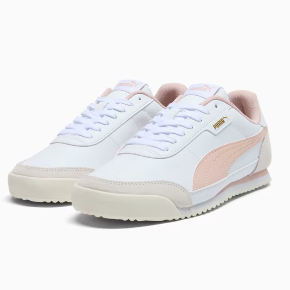 Puma Turino II OG Women's Sneakers, White-Rose Quartz-Warm White-Gold, EUC,  7.5